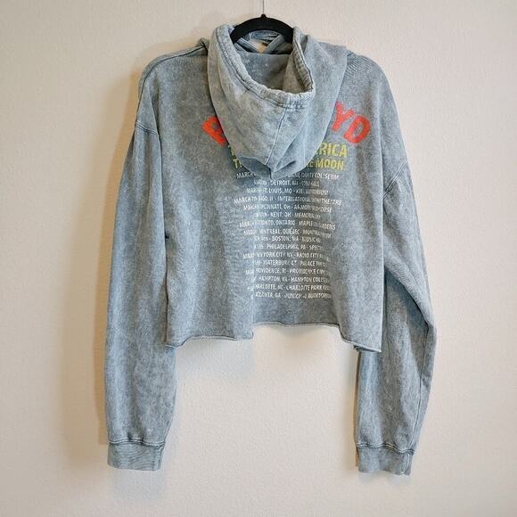 Pink Floyd The Dark Side of the Moon Cropped Hoodie Sweatshirt Sz L - Picture 6 of 11